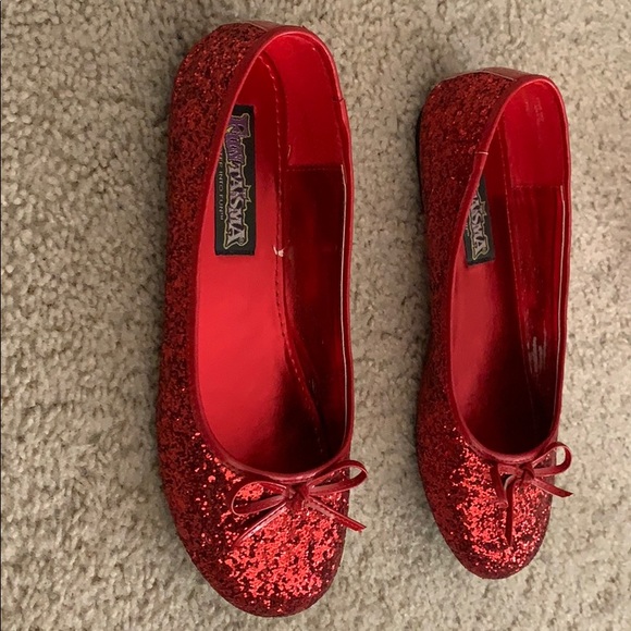 Funtasma Red Glitter Flats. - Picture 3 of 10